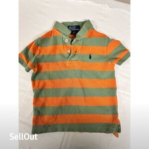 Polo Ralph Lauren Kids 2T Orange Green Striped Preppy Short Sleeve Shirt